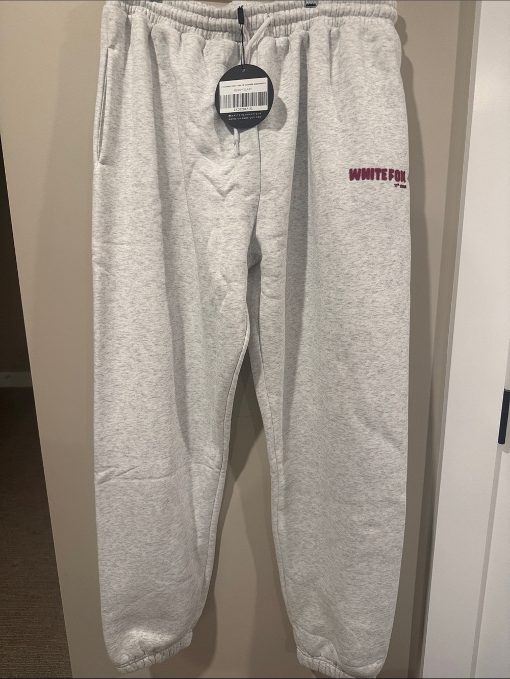 White Fox Light Gray Logo Sweatpants